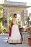 Royal Ivory Silk Chaniya Choli with Heritage Peacock Embroidery & Crimson Red Dupatta
