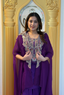 Violet Fusion: Georgette Indo-Western Set with Embroidered Cape Shrug