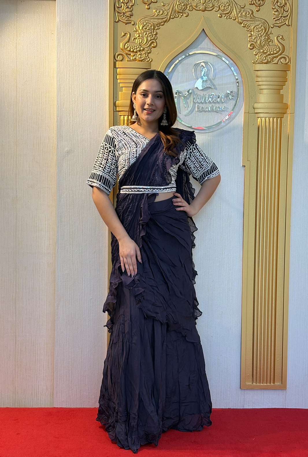Zari & Sequins Embroidered Georgette Sharara Set – Teal Elegance Secondary image