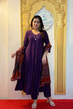 Deep Wine Georgette Anarkali Gown – Heavy Gotapatti & Mirror Work