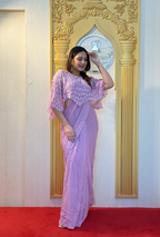 Lavender Bloom: Lucknowi Embroidered Georgette Anarkali Gown