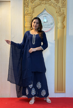 Midnight Grace: Lucknowi Embroidered Georgette Anarkali Gown