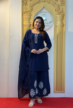 Midnight Grace: Lucknowi Embroidered Georgette Anarkali Gown