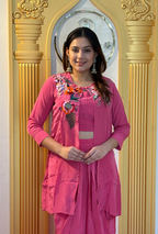Rose Petal: Lucknowi Embroidered Georgette Anarkali Gown