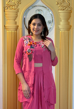 Rose Petal: Lucknowi Embroidered Georgette Anarkali Gown