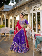 Vichitra Silk Wedding Lehenga Choli with Sequins & Thread Embroidery