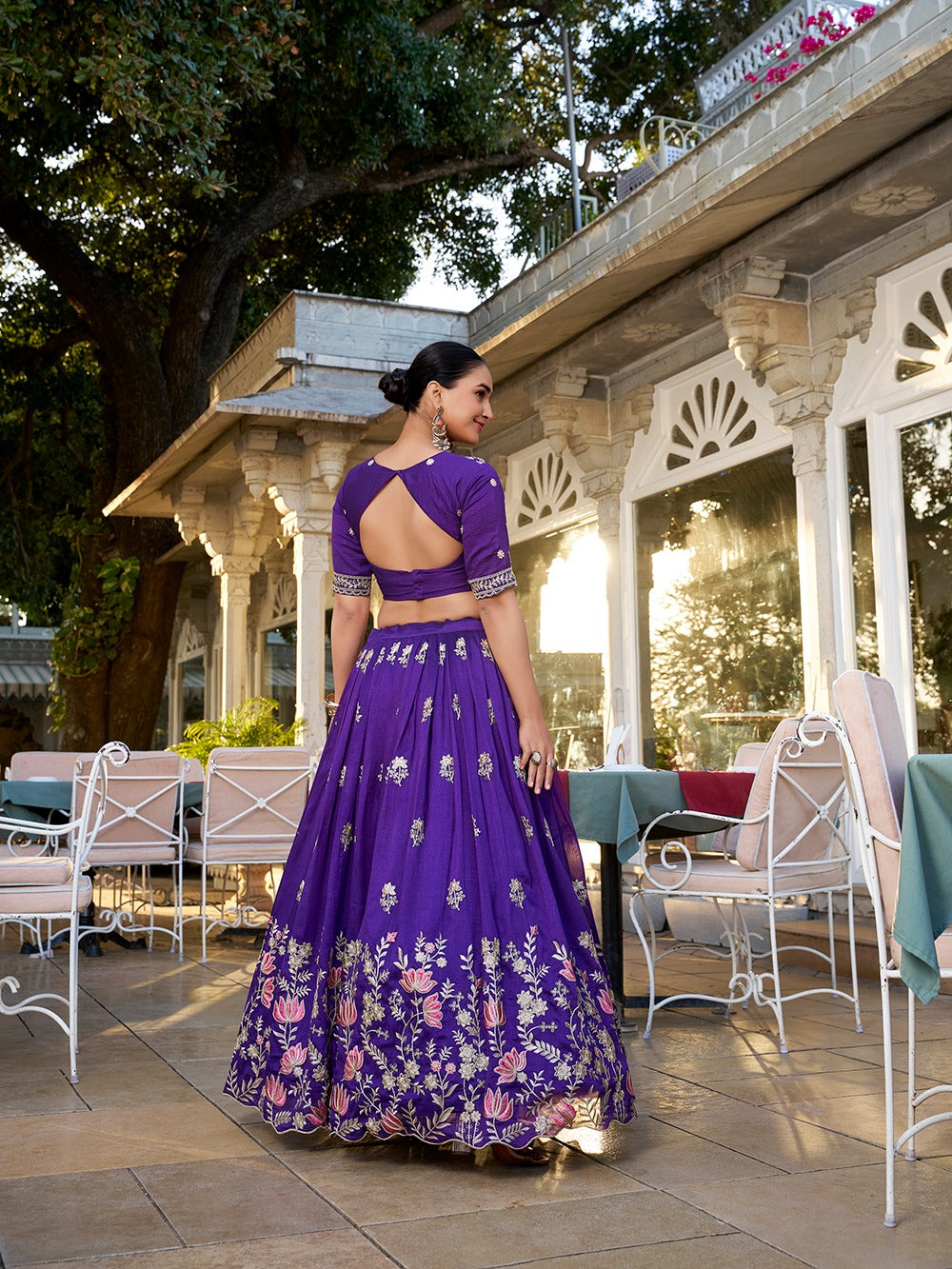 Vichitra Silk Wedding Lehenga Choli with Sequins & Thread Embroidery