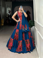 Pure Cotton Festive Lehenga Choli – 6 Meter Flair with Cowrie (Kodi) Work