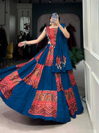 Pure Cotton Festive Lehenga Choli – 6 Meter Flair with Cowrie (Kodi) Work