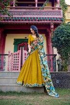 Premium Mustard Yellow Chaniya Choli with Traditional Patola Border & Saree Drape