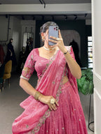 Premium Candy Pink Silk Chaniya Choli with Heritage Pichwai Embroidery Border