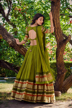 Royal Purple Cotton Silk Chaniya Choli with Traditional Zari Border
