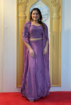 Imperial Wine: Lucknowi Embroidered Georgette Anarkali Gown