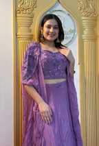 Imperial Wine: Lucknowi Embroidered Georgette Anarkali Gown