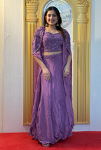 Imperial Wine: Lucknowi Embroidered Georgette Anarkali Gown