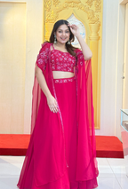Siren Red: Lucknowi Embroidered Georgette Anarkali Gown