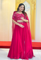 Siren Red: Lucknowi Embroidered Georgette Anarkali Gown